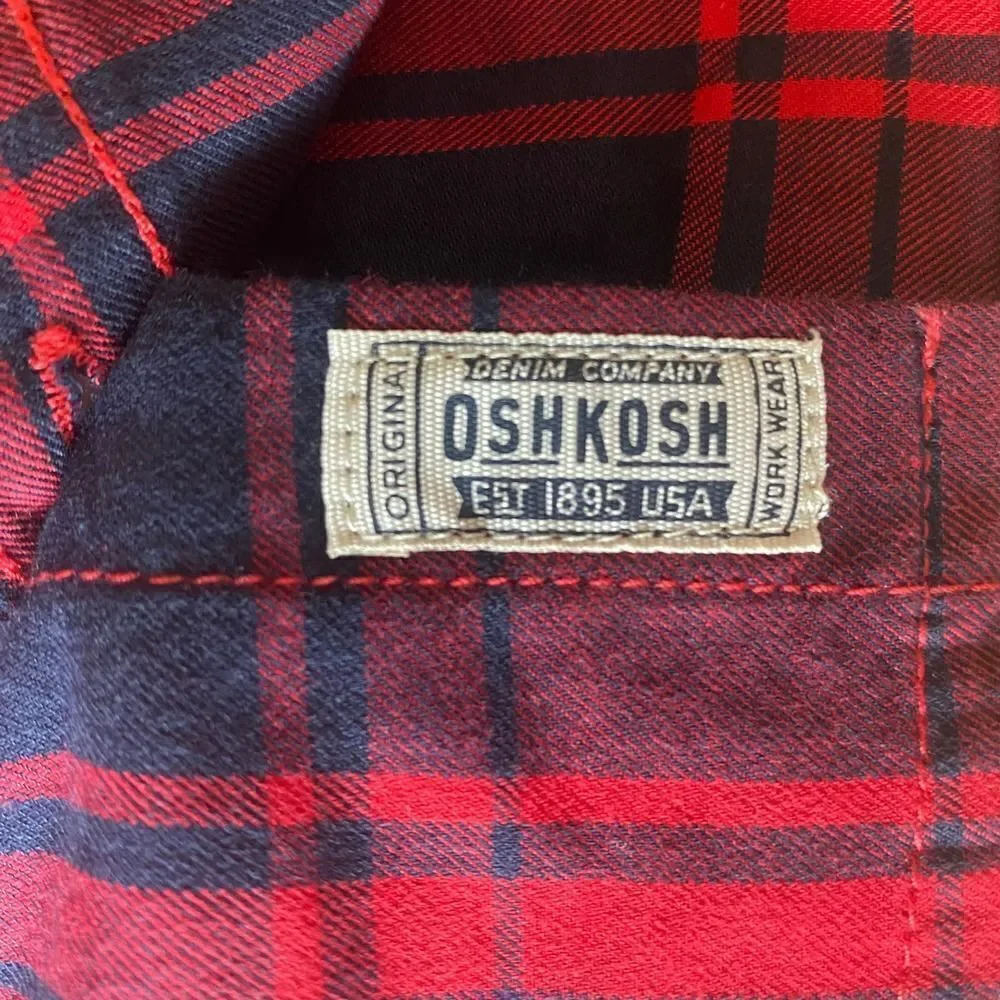 OshKosh B'gosh Plaid Button Up Shirt Red Navy 24 Months